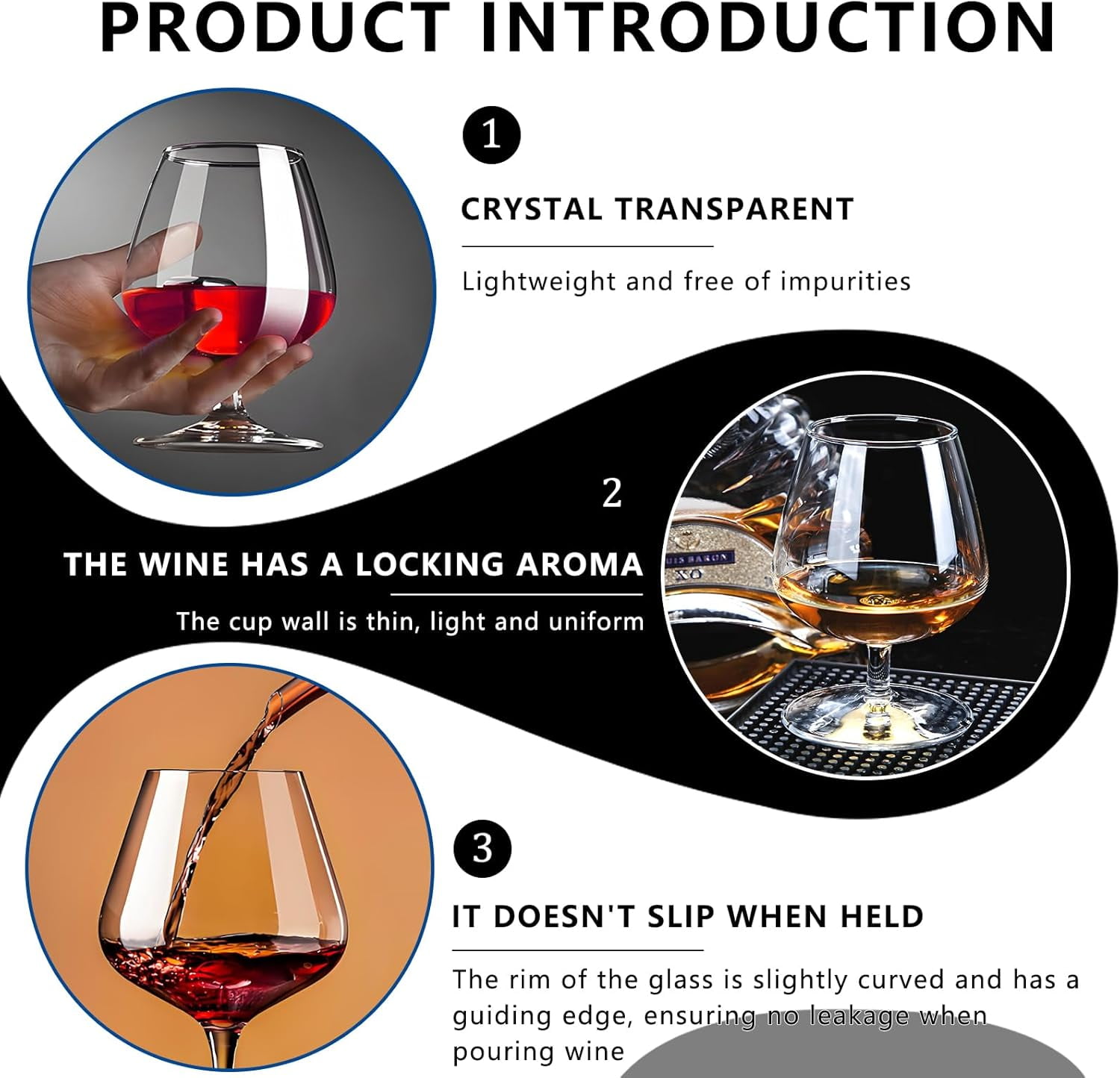 Brandy Glasses Set of 4, Crystal Cognac Glasses, Snifter Glass, Bourbon Tasting Glasses, Old Fashioned Glass, Port Glasses, Whiskey Glasses For Wine, Bourbon, Cognac, Brandy, Scotch