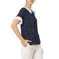 thumbnail image 4 of INSPIRE CHIC Hauts Blouses à Pois pour Femmes à Col Claudine Contrastant à Manches Courtes, 4 of 7