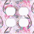 thumbnail image 2 of Metal Light Switch Wall Plate Outlet Cover (Mermaid Seahorse Glitter Print Pink - Double Duplex), 2 of 2