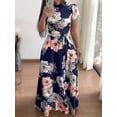 thumbnail image 4 of Women summer dress spring/summer flower print short sleeve large swing dress women's clothing, 4 of 4