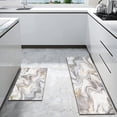 thumbnail image 2 of Gold White Gray Kitchen Rugs and Mats Set of 2, Anti-Slip Washable Kitchen Mats, Marble Kitchen Runner Mat for Kitchen, Dining Room, Flooring, Home, Office, Sink, Laundry Room, 17x30+17x47 Inch, 2 of 6