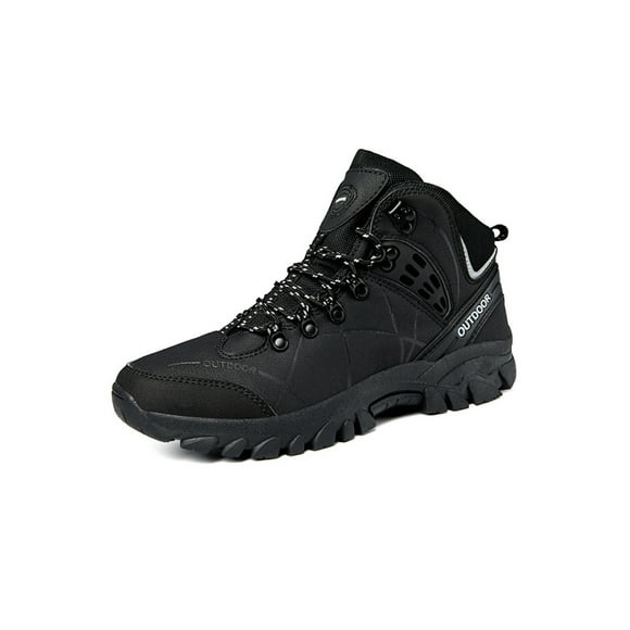 Woobling Women Hiking Shoe Plush Lined Sneakers High Top Athletic Shoes Round Toe Trainers Travel Non-Slip Sport Sneaker Black 5.5