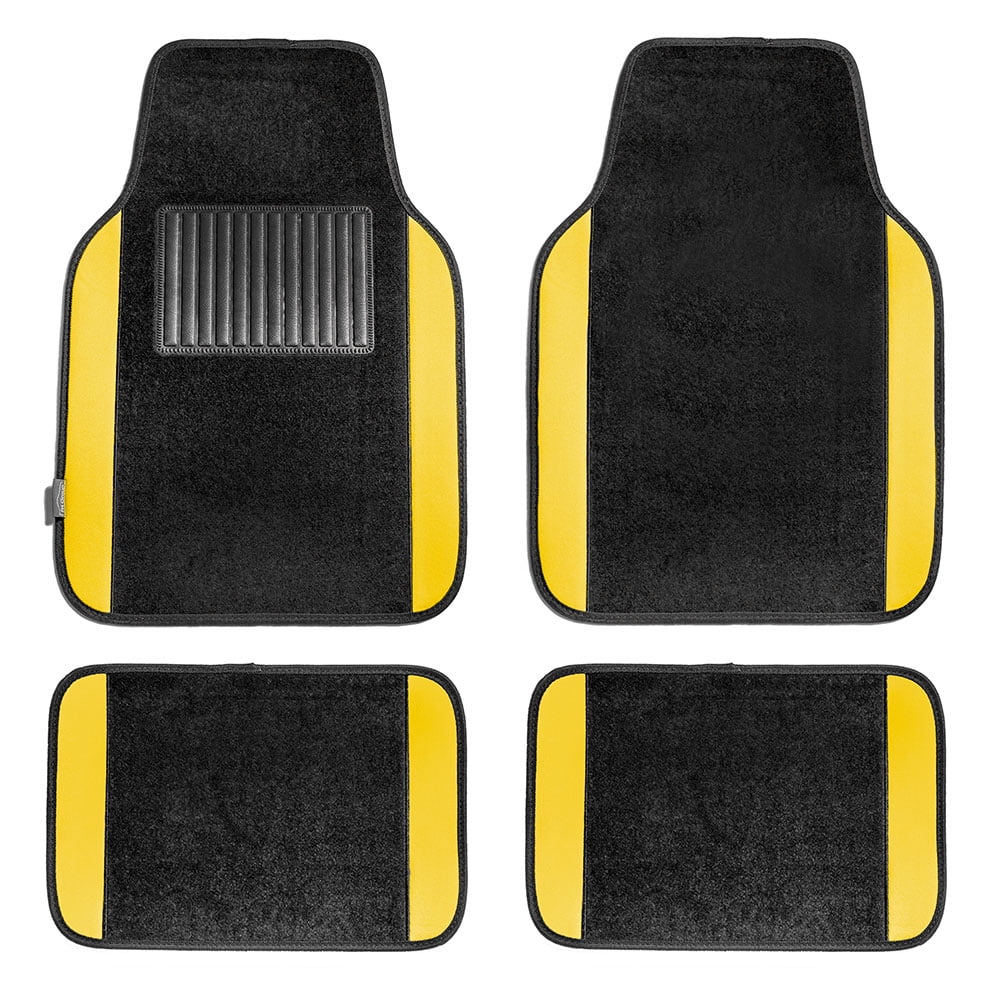 FH GROUP Full Set Premium Carpet Floor Mats, Yellow