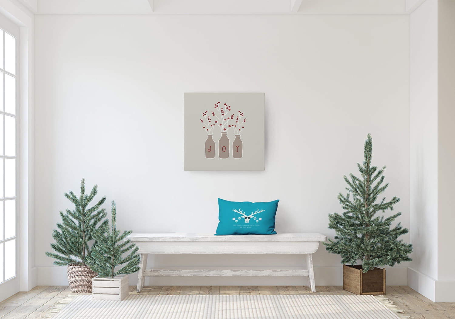 20" x 14" Simply Daisy Cool Christmas Deer Polyester Accent Pillow, Turquoise Qty 1