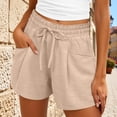 thumbnail image 4 of Wide Leg Shorts for Women Summer Casual Lightweight Elastic High Waist Loose Fit Beach Shorts with Pockets, 4 of 6