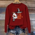 thumbnail image 3 of Halloween Graphic Tees for Women Fall Oversized Sweatshirts Cute Ghost Scary Pumpkin Printed Long Sleeve Pullover Cozy Casual Thanksgiving Vacation Wine 3XL, 3 of 3