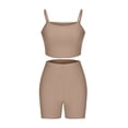 thumbnail image 4 of Women Outfits Spring Sets Women 2 Piece Outfits Clothing Set Female Round Neck Sleeveless Tops Pants Sets Cargo Pant Style S_320 Women's Tracksuits Khaki XL, 4 of 6