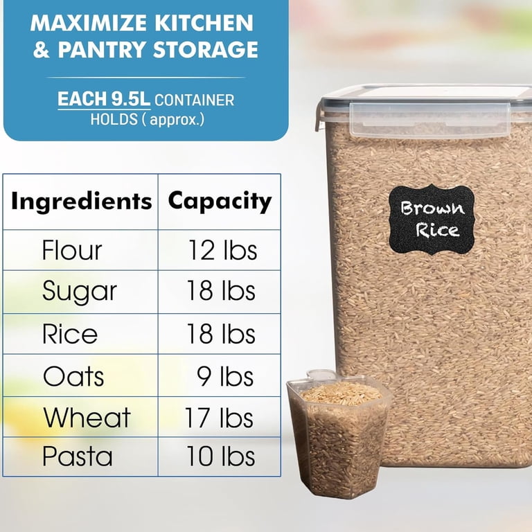 Shazo 2PC Extra Large Airtight Food Storage Containers 9.5L 321oz