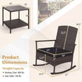 thumbnail image 3 of Costway 3 PCS Patio Rocking Set Wicker Rocking Chairs with 2-Tier Coffee Table Black, 3 of 10