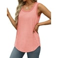 thumbnail image 2 of Womens Summer Tank Tops Loose Sleeveless Tops Ribbed Trim Scoop Neck Curved Hem Tunic Blouses 2024 Basic Tee Shirt, 2 of 6