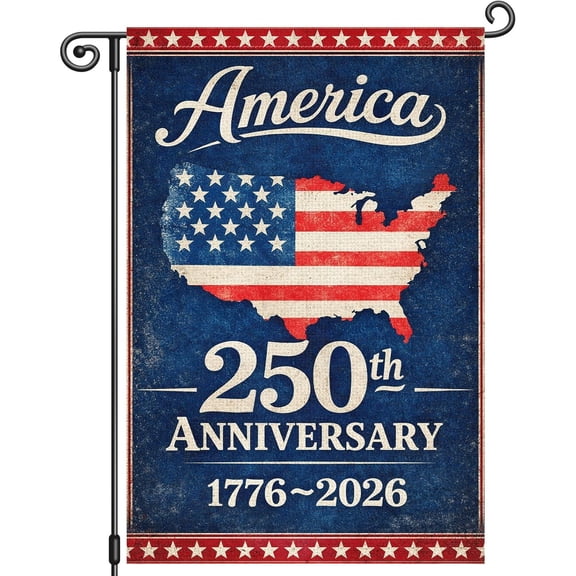 USA 250th Anniversary Flag, 1776-2026 250 Year Patriotic Banner, 250 Years America Double-Sided Garden Flag 12 x 18 Inch