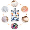 thumbnail image 6 of Yayeee 4 Pack Qtip Holder Bathroom Cotton Swab Canister with Lid Clear Dispenser Set, Orange Hand Drawn Sailboats, 6 of 6