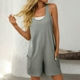 thumbnail image 2 of Amvlyk Jumpsuits for Women Summer Sleeveless Wide Shoulder Straps Short Rompers Comfortable Suspender Shorts Casual Solid Color Overalls Pants with Pockets for Trendy Beach Vacation Outfits, 2 of 9