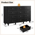 thumbnail image 7 of YOCWO 12 Drawer Fluted Dresser for Bedroom, Mid Century Chest of Drawers with Arc Edge, Wood Storage Large Dresser Organizer for Bedroom Living Room Hallway Closet, Black, 7 of 7