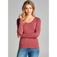 thumbnail image 2 of Emmalise Women's Plain Basic Cotton Spandex Scoop Neck Long Sleeve T Shirt, 2 of 3
