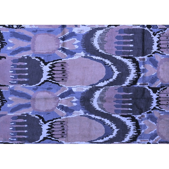 Ahgly Company Machine Washable Indoor Rectangle Abstract Blue Modern Area Rugs, 7' x 9'
