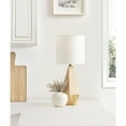 thumbnail image 2 of Kate and Laurel Marcedes Modern Mango Wood Bedside Table Lamp, 8 x 8 x 20, Natural Wood, Faceted Decorative Tabletop Desk Lamp with Linen Shade for Living Room Decor, 2 of 10