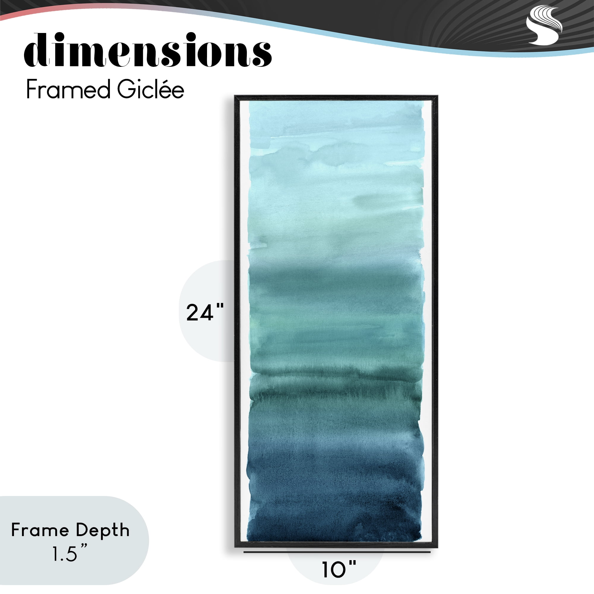 Stupell Industries Cerulean Blend Gradient Black Framed Giclee Art, design by Allie Corbin