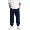 thumbnail image 6 of THDHVS Pants for Boys,Solid Knit Sweatpants Cuffed Hem School Casual Sports Wear for Kids Spring Fall,Boys Sweatpants,Dark Blue 11-12 Years, 6 of 9