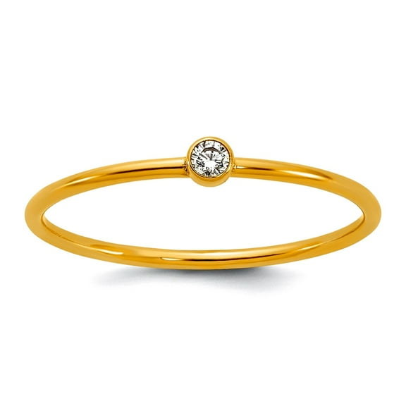 1/20 14k Gold Filled Cubic Zirconia Bezel 1.0mm Stacking Ring Size 6 Ring for Women - .4 Grams