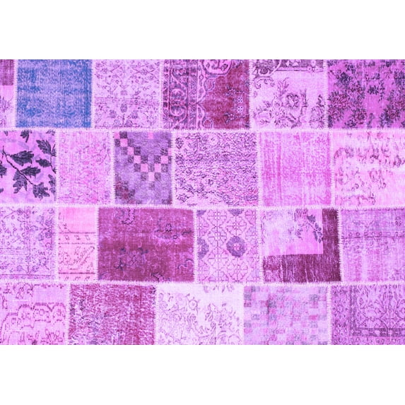 Ahgly Company Indoor Rectangle Patchwork Purple Transitional Area Rugs, 5' x 8'