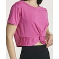 thumbnail image 5 of 5 Pack: Women's Short Sleeve Twist Front Crop Top Dry-Fit Athletic Crew Neck T-Shirt, 5 of 6