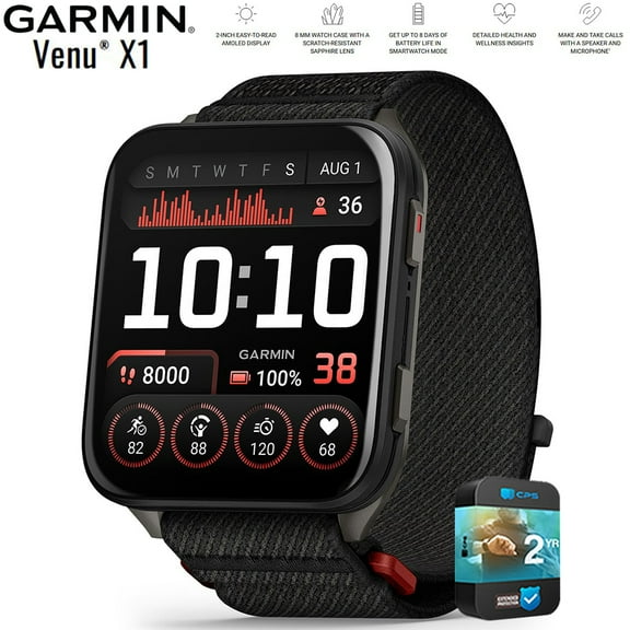 Garmin 010-02980-00 Venu X1 Premium GPS Smartwatch Black Titanium Bundle with 2 YR CPS Enhanced Protection Pack