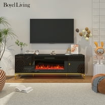Boyel Living Fireplace TV Stand for TVs up to 80", Black TV Stand with 36'' Electric Fireplace, Media TV Console w/ Storage Cabinets for Living Room