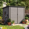 thumbnail image 3 of YODOLLA Plastic Outdoor Trash Can Storage Shed with Reinforced Floor, Holds 2x64 Gal Cans, 60 Cu.Ft Capacity Storage Cabinet , Waterproof Resin Build & UV-Resistant, 3 of 9