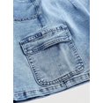 thumbnail image 3 of Womens Light Wash Blue Denim Mini Skirt With Cargo Flap Pockets, 3 of 30