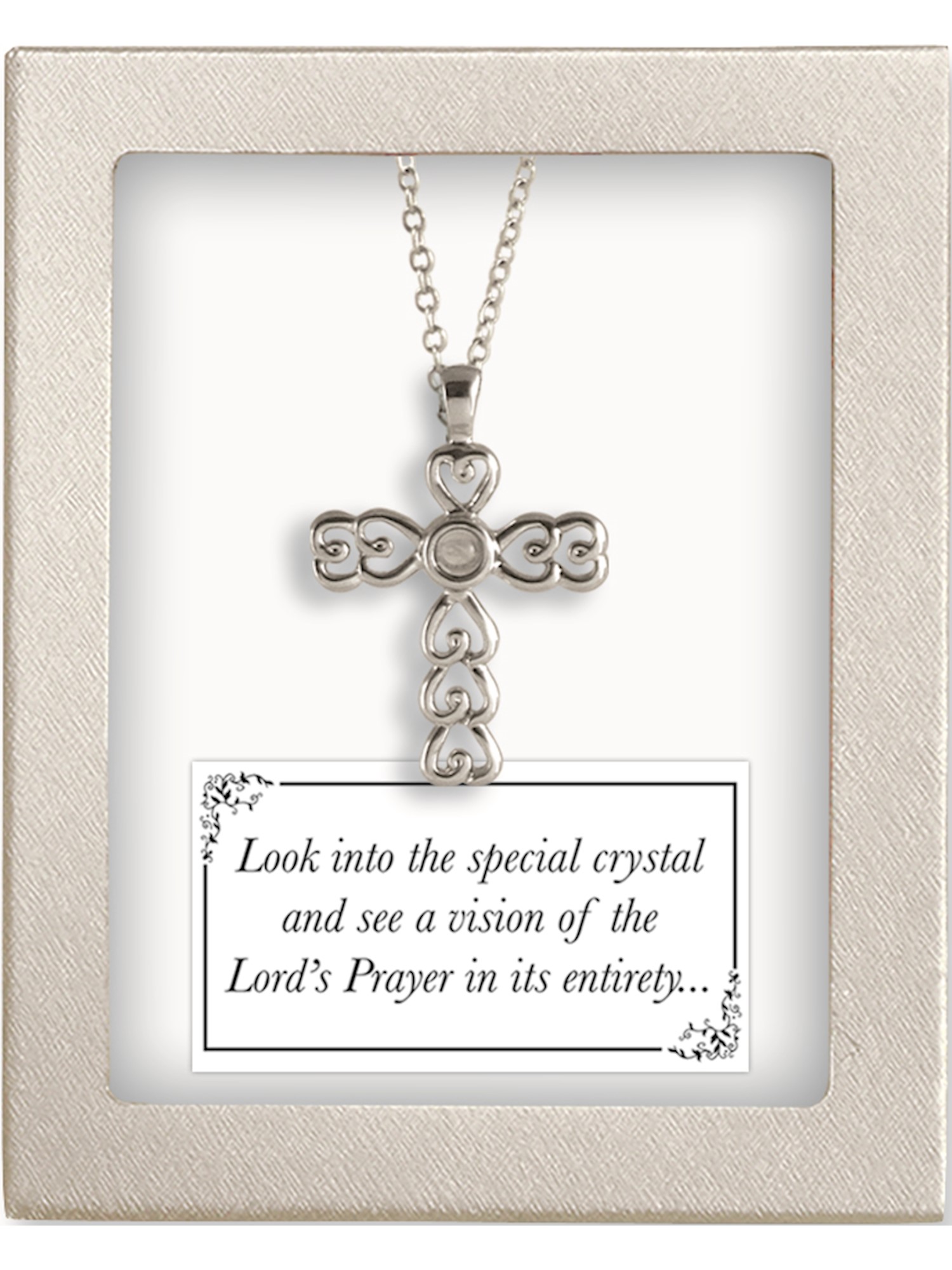 Silver-tone 18in Lords Prayer Crystal 