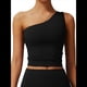 thumbnail image 1 of Camisetas Sin Mangas con un Solo Hombro para Mujer, Corte Entallado, Estilo Y2K Negro XL, 1 of 10