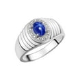 thumbnail image 6 of RYLOS Men's Rings 14K White Gold Classic Halo Of  Diamonds 7X5MM Oval Gemstone Ring Blue Star Sapphire September Birthstone Rings For Men Size 13, 6 of 7