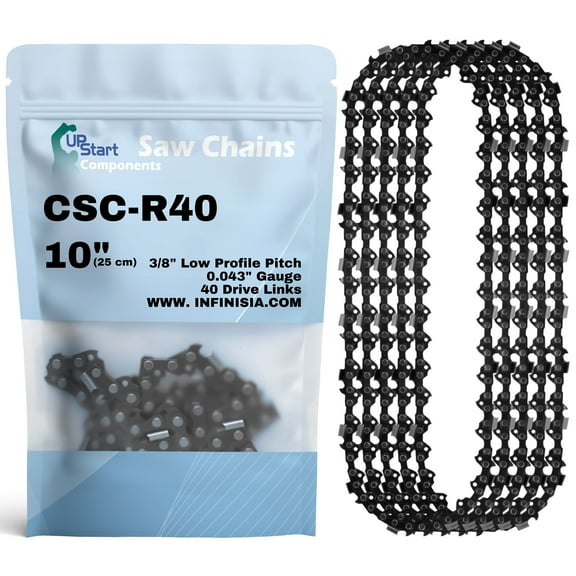 5-Pack 10-Inch Chainsaw Chain R40 Replacement for Husqvarna 536 LiXP - (10", 3/8", .043", 40 DL)