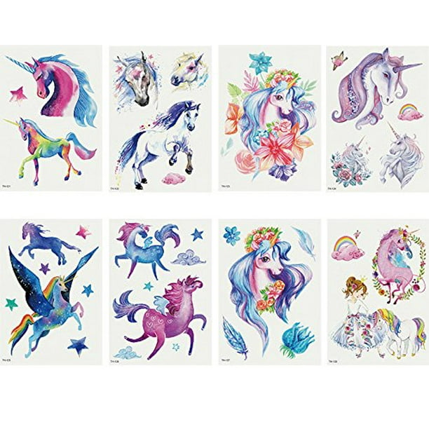 Oottati 8 Sheets Temporary Tattoo Arm Leg Fake Stickers - Hand Paint Fairy  Tales Horse Wing Unicorn Pegasus for Women 