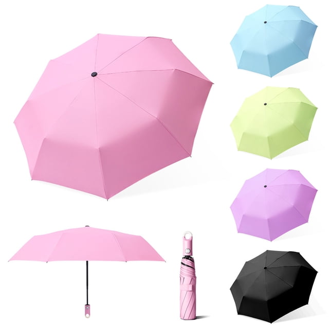yeacher Pink Windproof Automatic Umbrella with 8 Flexible Ribs, Durable Pongee Fabric, Compact 30cm Design, Lightweight 360g for All-Weather Use