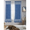 thumbnail image 5 of Dark Blue Retro Greek Key Curtains 63 Inch Length,Sheer Curtains for Bedroom Living Room Window Geometric Greece Ancient Rustic Rod Pocket Drapes Kitchen Curtains Small Half Window 42"x63" 2 Panels, 5 of 6