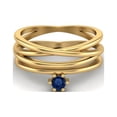 thumbnail image 2 of 3mm Round Blue Sapphire 925 Sterling Silver Gold Vermeil Twisted Mother's Day Gift Ring, 2 of 4
