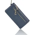 thumbnail image 3 of Cartera de cuero pulido opaco de gran capacidad para mujer, bolso de mano con doble cremallera, monedero para teléfono, tarjetero, billetera multibolsillo, 3 of 5