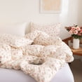 thumbnail image 2 of Floral Full Size Comforter Set, Pink Flower Leaf Cute Pattern Printed Reversible Alternative Bedding Sets 3pcs, Soft Microfiber Vintage Cottagecore Bed Set for Women Teen Girls, 2 of 13