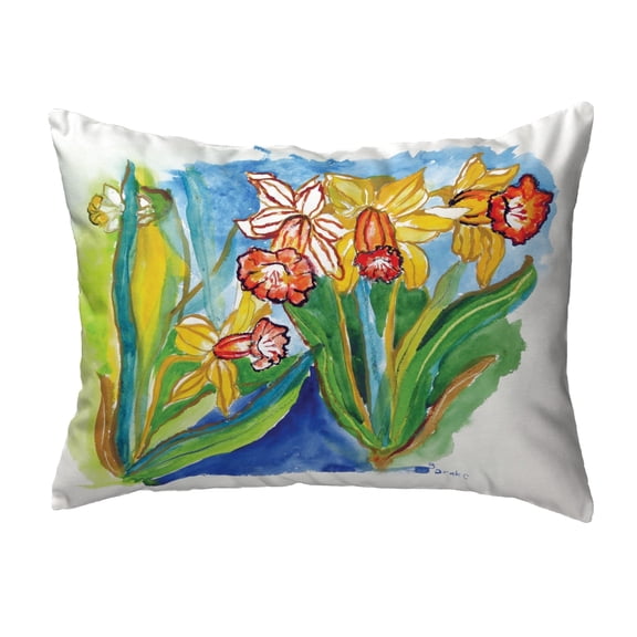 Betsy Drake KS542 11 x 14 in. Daffodils Small No-Cord Indoor & Outdoor Pillow