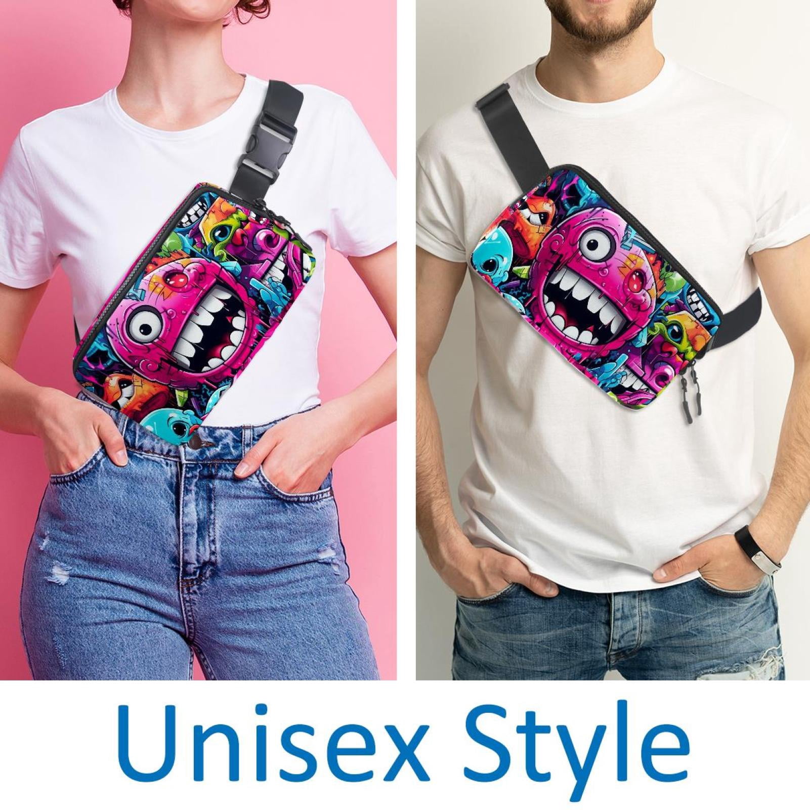 Graffiti Lightweight Adjustable Waist Bag with Extension Strap - Unisex Sling Bag for Travel and Outdoor Activities