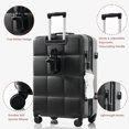 thumbnail image 3 of 3 Pieces Luggage Set, 20 inch with USB Port, Carry-on Luggage with Cup Holder, ABS Hard Shell Luggage with Spinner Wheels, Black, 3 of 9