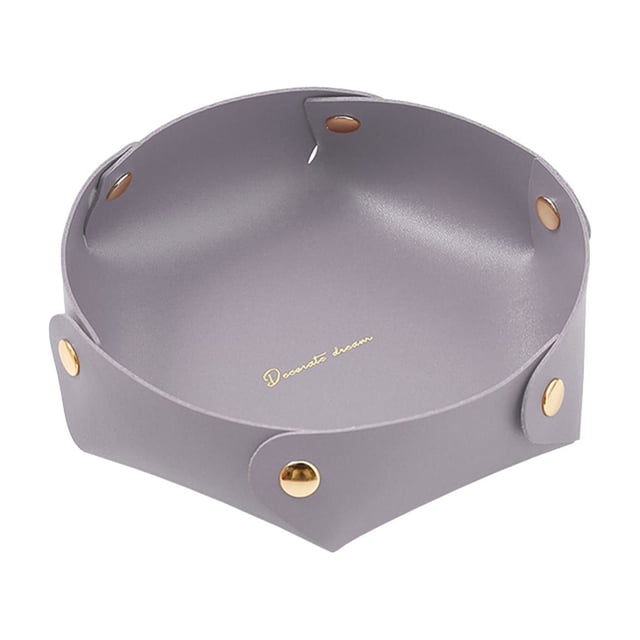 Faux Leather Storage Tray, Foldable Multipurpose Organizer for Desk Vanity Entryway, Lightweight Catchall Box