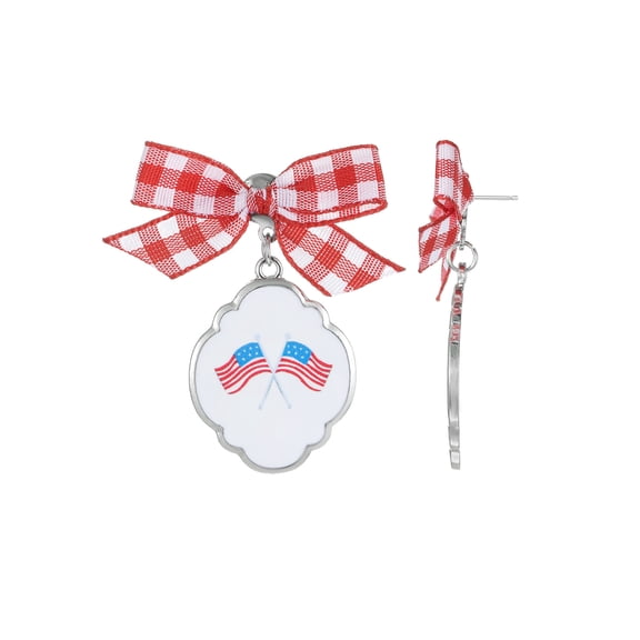 Way to Celebrate Americana Flag and Bow Earrings