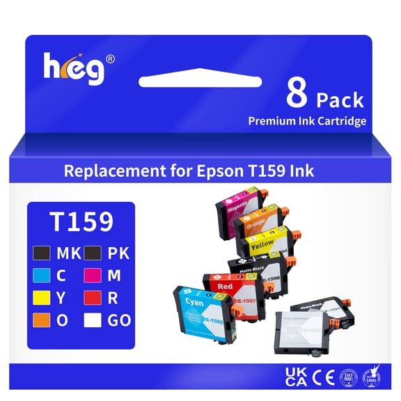 T159 Ink Cartridge Compatible for t159 printer ink Stylus R2000 Photo Printer, 8 Count, 1 Pack