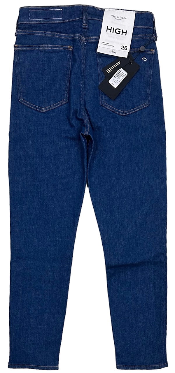 Rag & Bone New York Women's Nina High Rise Ankle Cigarette Stretch Indigo Jeans (31, Indigo)