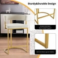 thumbnail image 6 of Set of 2 Beige Modern Velvet Bar Stools with Barrel Backrest, Upholstered Seat, and Gold Metal Footrest 25.6 inch Seat Height, Ideal for Counters, Home Bars, and Kitchen Islands, 6 of 6