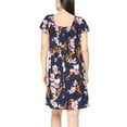 thumbnail image 3 of Nicole Miller Women's Flutter Sleeves Floral Print Linen Blend Mini Dress (Blue, M), 3 of 6