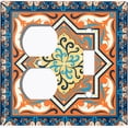 thumbnail image 4 of Metal Light Switch Plate Cover Blue Orange Mandala Star Tile Pattern TIL040, 4 of 13